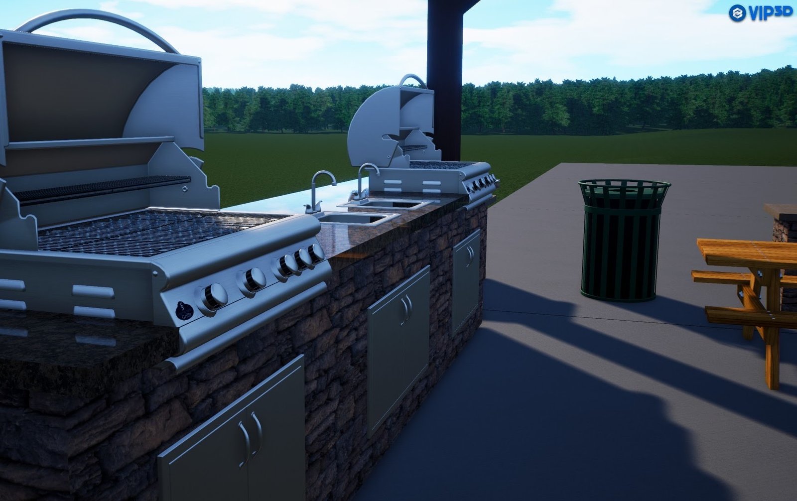 3D design software screenshot of patio layout