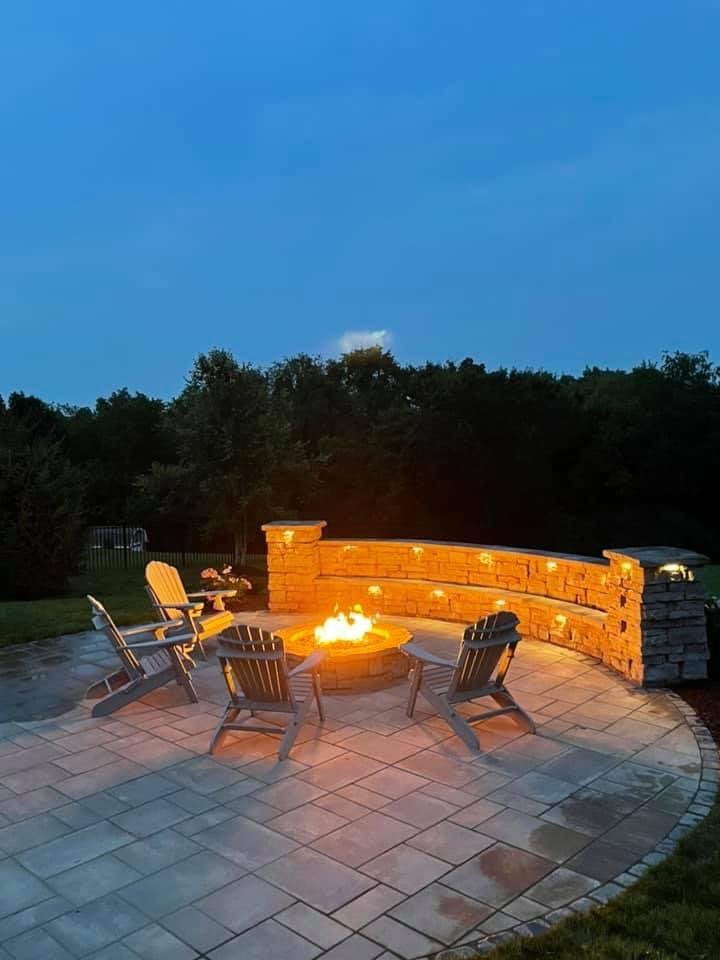 Black Oak Hardscapes team working on a stone project