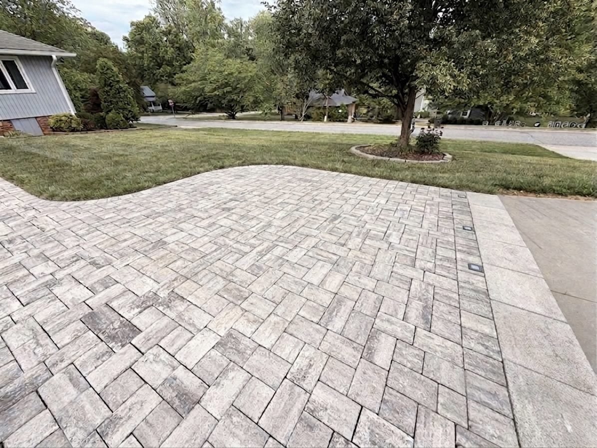 Completed paver driveway installation Western NC by Black Oak Hardscapes
