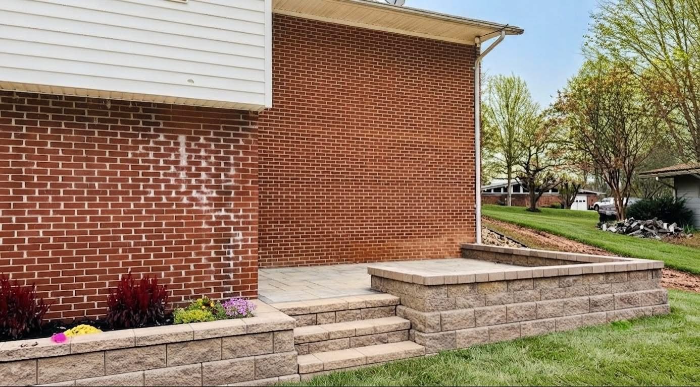 Raised paver patio with retaining wall and steps Western NC