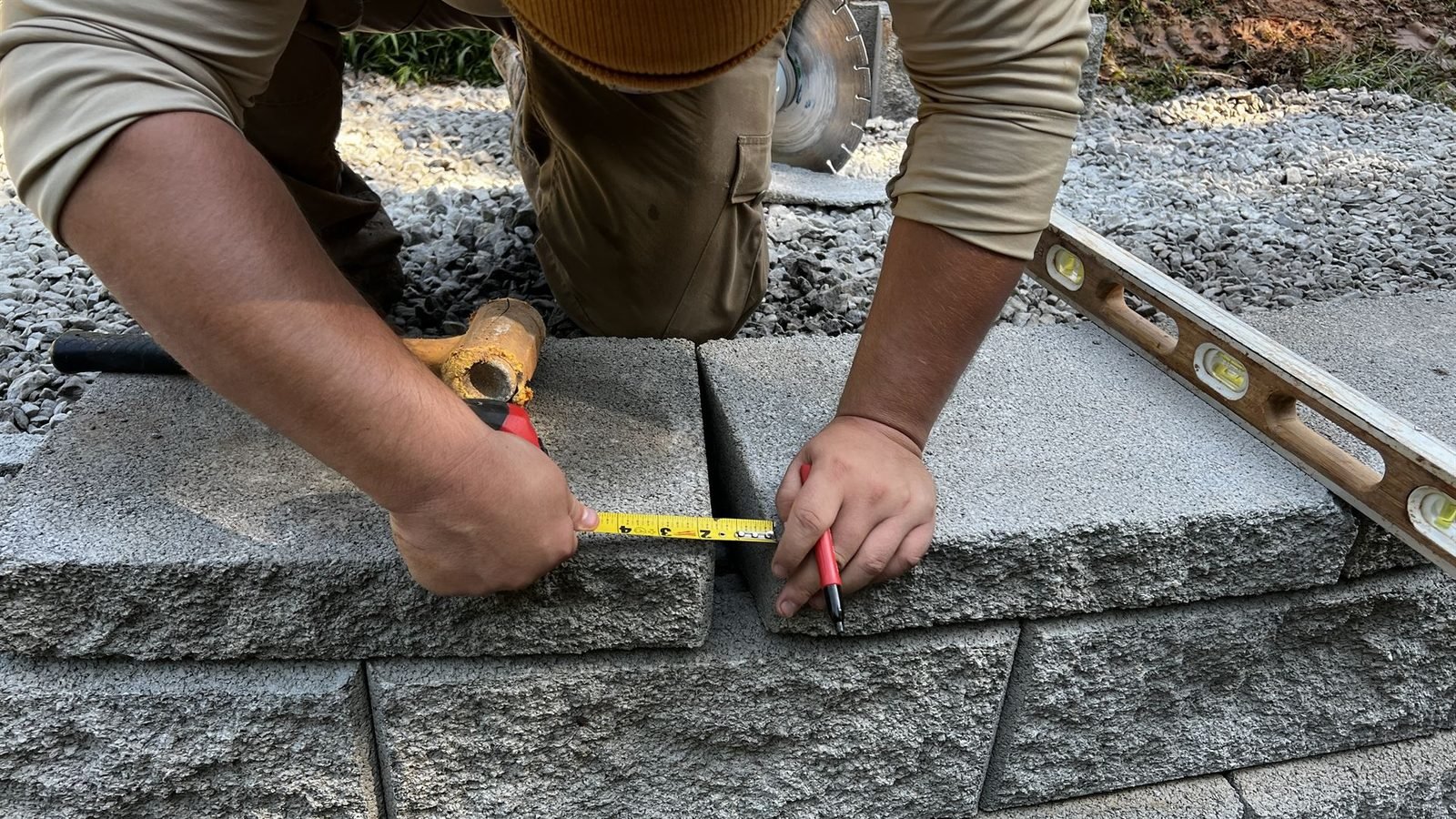 Retaining wall cap block installation detail Western NC